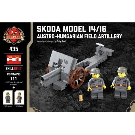 BRICKMANIA 435 non  SKODA MẪU 14 16-SÚNG DÃ CHIẾN ÁO-HUNG bộ đồ chơi xếp lắp ráp ghép mô hình Military Army SKODA MODEL 14/16 - AUSTRO-HUNGARIAN FIELD ARTILLERY Quân Sự Bộ Đội 111 khối