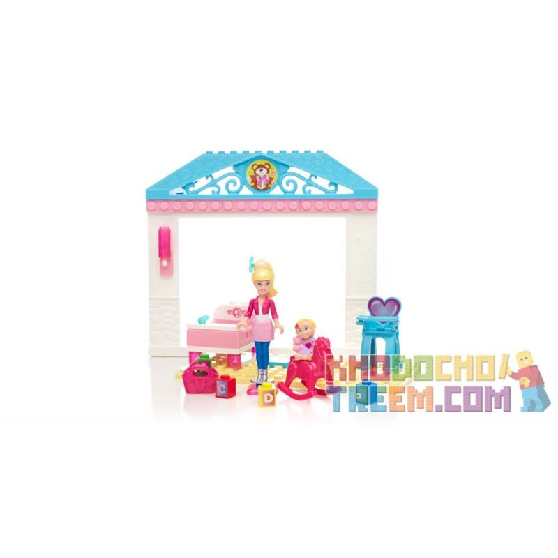 MEGA BLOKS 80197 CND46 non  BABY BARBIE. bộ đồ chơi xếp lắp ráp ghép mô hình  BABYSITTER BARBIE Các Bạn Gái 52 khối