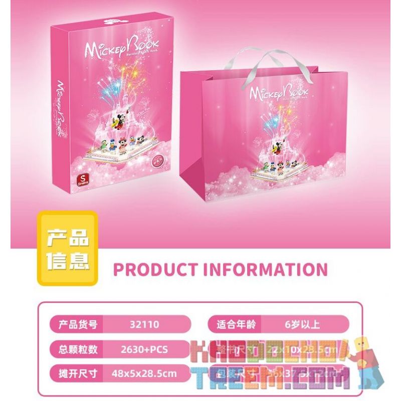 SNAKE 32110 non  SÁCH MICKEY bộ đồ chơi xếp lắp ráp ghép mô hình Mickey Mouse MICKEY BOOK Chuột Mickey 2630 khối
