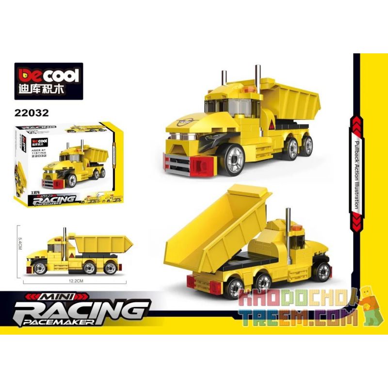 DECOOL 22031 non  4 LOẠI XE NÂNG BEN CẢNH SÁT CHỐNG BẠO ĐỘNG CỨU HỎA bộ đồ chơi xếp lắp ráp ghép mô hình Mini Racing Pacemaker Đua Xe Mini 82 khối