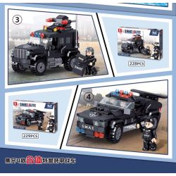 ZHEGAO QL0251 0251 non  XE CHIẾN ĐẤU BỌC THÉP SWAT 4 LOẠI TÍCH HỢP TRỰC THĂNG TÀU CAO TỐC SUV Ô TÔ bộ đồ chơi xếp lắp ráp ghép mô hình City SWAT-ELITE Thành Phố 906 khối