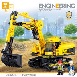 ZHEGAO QL0235 0235 non  MÁY XÚC KỸ THUẬT bộ đồ chơi xếp lắp ráp ghép mô hình City ENGINEERING Thành Phố 747 khối