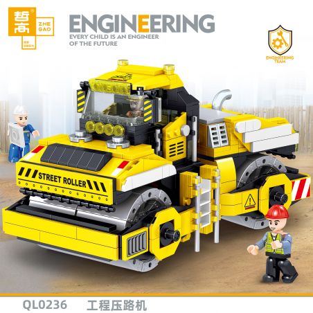 ZHEGAO QL0236 0236 non  CON LĂN KỸ THUẬT bộ đồ chơi xếp lắp ráp ghép mô hình City ENGINEERING Thành Phố 744 khối