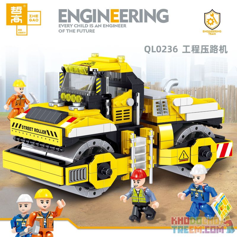 ZHEGAO QL0236 0236 non  CON LĂN KỸ THUẬT bộ đồ chơi xếp lắp ráp ghép mô hình City ENGINEERING Thành Phố 744 khối