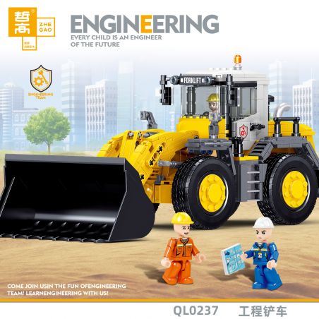 ZHEGAO QL0237 0237 non  XE NÂNG KỸ THUẬT bộ đồ chơi xếp lắp ráp ghép mô hình City ENGINEERING Thành Phố 732 khối