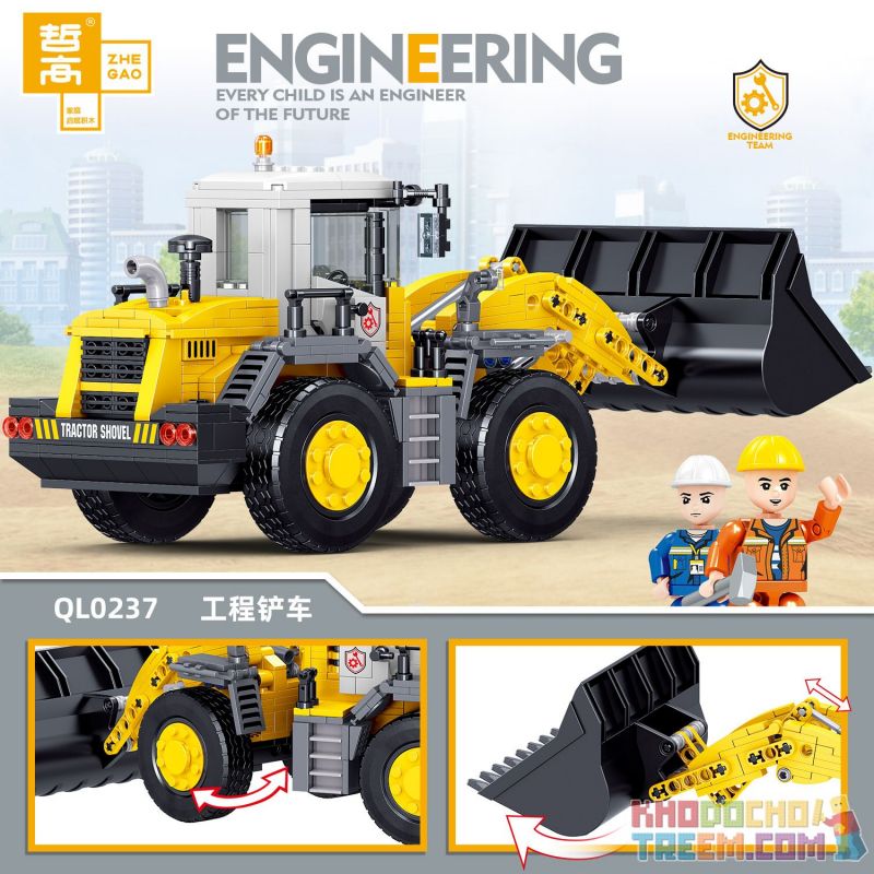 ZHEGAO QL0237 0237 non  XE NÂNG KỸ THUẬT bộ đồ chơi xếp lắp ráp ghép mô hình City ENGINEERING Thành Phố 732 khối