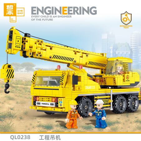 ZHEGAO QL0238 0238 non  CẦN TRỤC KỸ THUẬT bộ đồ chơi xếp lắp ráp ghép mô hình City ENGINEERING Thành Phố 808 khối