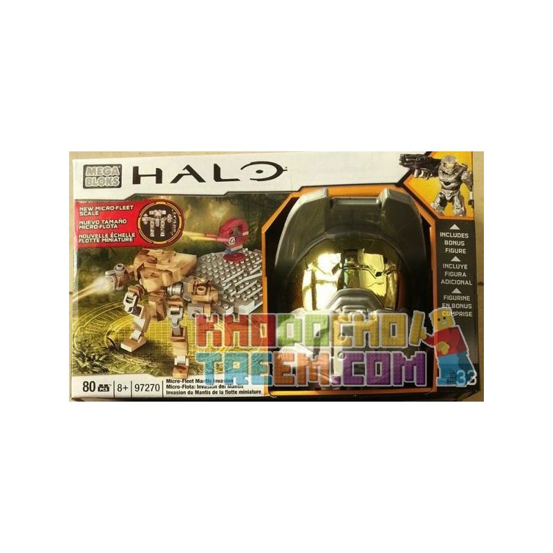 MEGA BLOKS 97270 non  CUỘC XÂM LƯỢC CỦA BỌ NGỰA bộ đồ chơi xếp lắp ráp ghép mô hình Computer Games MICRO-FLEET MANTIS INVASION Trò Chơi 80 khối