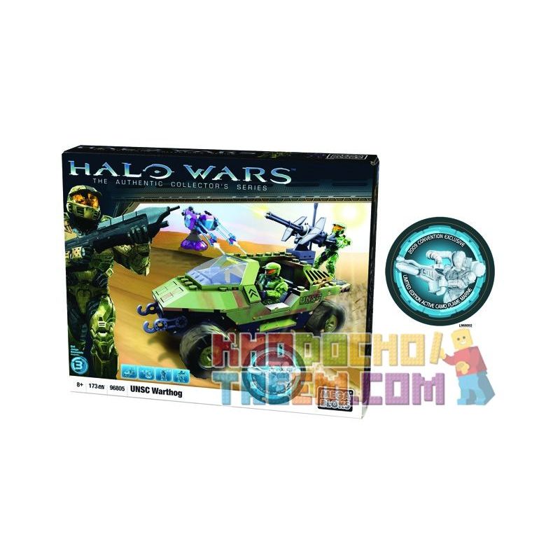 MEGA BLOKS 96805U non  UNSC WARTHOG PHIÊN BẢN GIỚI HẠN bộ đồ chơi xếp lắp ráp ghép mô hình Movie & Game UNSC WARTHOG LIMITED EDITION Phim Và Trò Chơi 174 khối