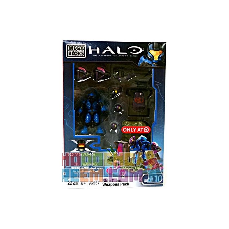 MEGA BLOKS 96957 non  GÓI VŨ KHÍ ĐỘI XANH bộ đồ chơi xếp lắp ráp ghép mô hình Computer Games BLUE TEAM WEAPONS PACK Trò Chơi 22 khối
