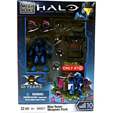MEGA BLOKS 96957 non  GÓI VŨ KHÍ ĐỘI XANH bộ đồ chơi xếp lắp ráp ghép mô hình Computer Games BLUE TEAM WEAPONS PACK Trò Chơi 22 khối