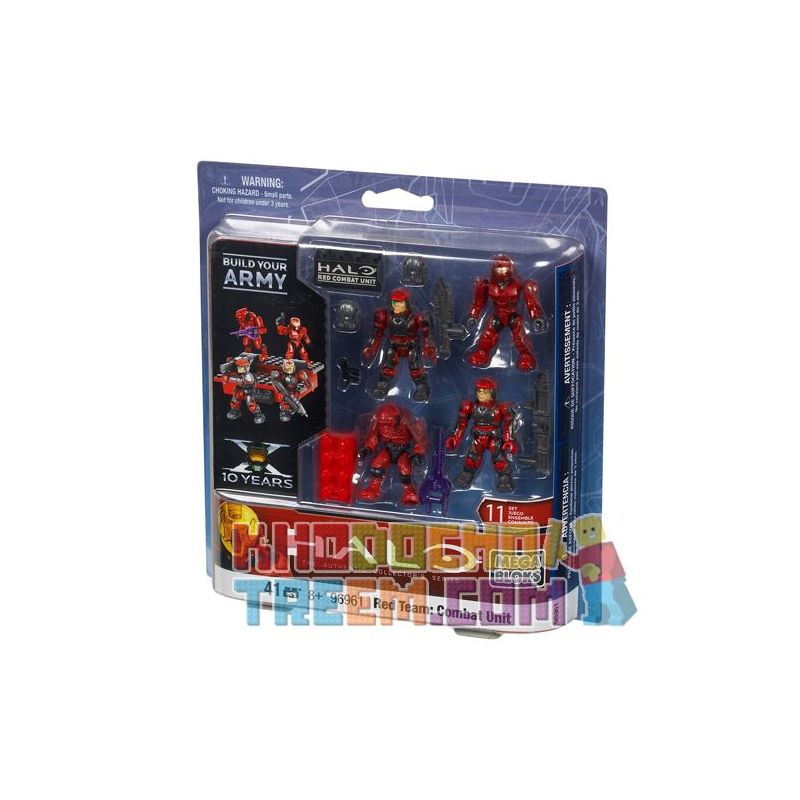 MEGA BLOKS 96961 non  ĐƠN VỊ CHIẾN ĐẤU ĐỘI ĐỎ bộ đồ chơi xếp lắp ráp ghép mô hình Computer Games RED TEAM COMBAT UNIT Trò Chơi 41 khối