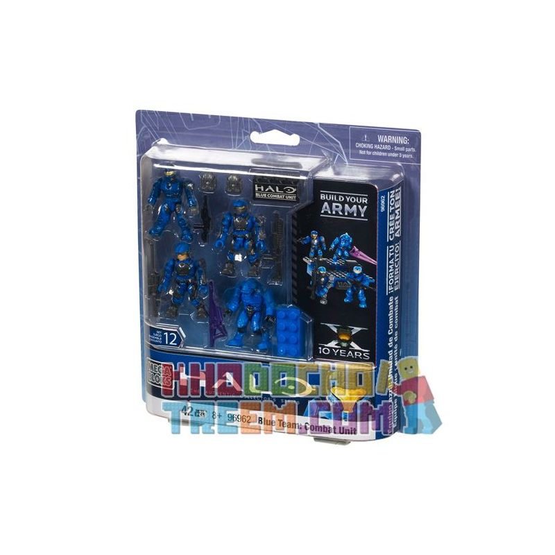 MEGA BLOKS 96962 non  ĐƠN VỊ CHIẾN ĐẤU ĐỘI XANH bộ đồ chơi xếp lắp ráp ghép mô hình Computer Games BLUE TEAM COMBAT UNIT Trò Chơi 42 khối