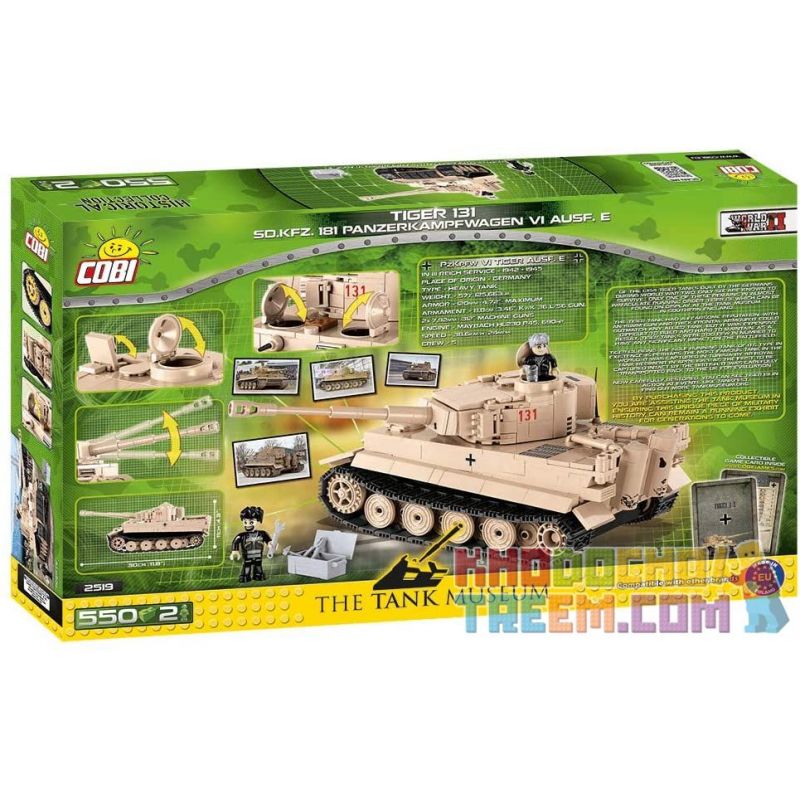 COBI 2519 non  XE TĂNG HẠNG NẶNG TIGER 131 bộ đồ chơi xếp lắp ráp ghép mô hình Military Army TIGER 131 SDKFZ 181 PZKPFW VI AUSF.E Quân Sự Bộ Đội 550 khối