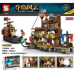 SHENG YUAN SY 1547 non  BẾN ĐẢO bộ đồ chơi xếp lắp ráp ghép mô hình Pirates Of The Caribbean ISLAND STORM Cướp Biển Vùng Caribe 665 khối