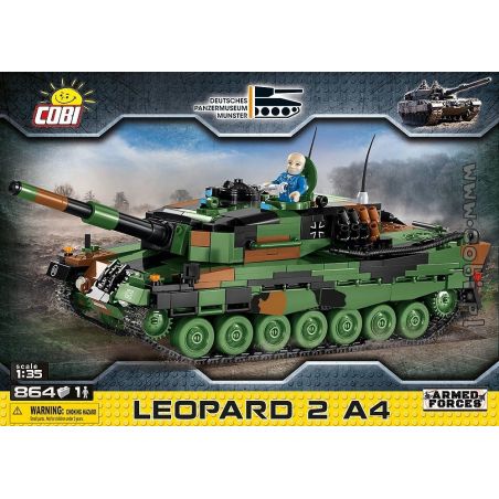 COBI 2618 non  LEOPARD 2A4. bộ đồ chơi xếp lắp ráp ghép mô hình Military Army Quân Sự Bộ Đội 864 khối