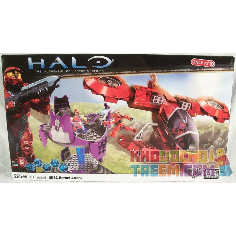 MEGA BLOKS 96867 non  UNSC TẤN CÔNG CỦA CON NGƯỜI bộ đồ chơi xếp lắp ráp ghép mô hình Computer Games UNSC HORNET ATTACK Trò Chơi 265 khối