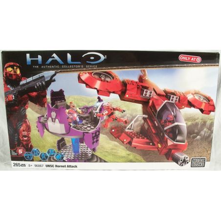 MEGA BLOKS 96867 non  UNSC TẤN CÔNG CỦA CON NGƯỜI bộ đồ chơi xếp lắp ráp ghép mô hình Computer Games UNSC HORNET ATTACK Trò Chơi 265 khối