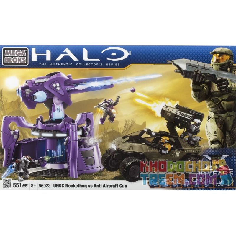 MEGA BLOKS 96923 non  UNSC ROCKET WARTHOG VS SÚNG PHÒNG KHÔNG bộ đồ chơi xếp lắp ráp ghép mô hình Computer Games UNSC ROCKETHOG VS. ANTI-AIRCRAFT GUN Trò Chơi 551 khối