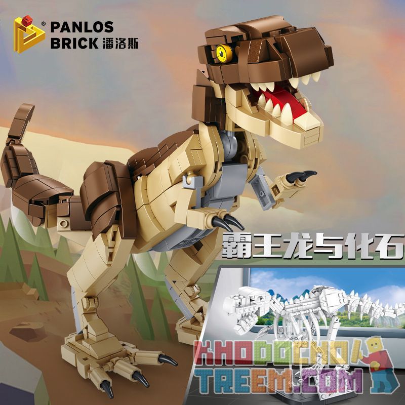 PanlosBrick 612002 Panlos Brick 612002 non  KHỦNG LONG BẠO CHÚA bộ đồ chơi xếp lắp ráp ghép mô hình Dino DINOSAURIA TYRANNOSAURUS REX 906 khối