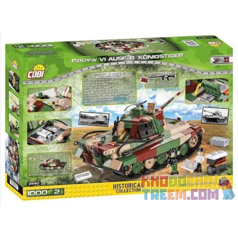 COBI 2540 2539 non  XE TĂNG SỐ 6 LOẠI B bộ đồ chơi xếp lắp ráp ghép mô hình Military Army PANZERKAMPFWAGEN VI AUSF. B KÖNIGSTIGER Quân Sự Bộ Đội 1000 khối