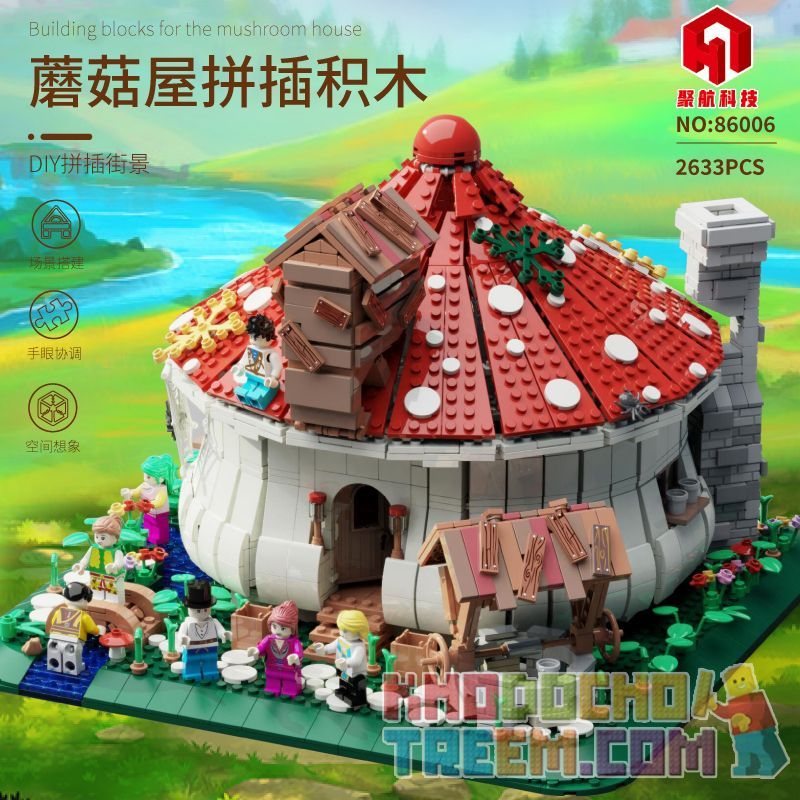 JUHANG 86006 non  NHÀ NẤM bộ đồ chơi xếp lắp ráp ghép mô hình Creator Sáng Tạo 2633 khối