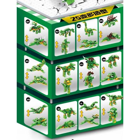 PanlosBrick 633018 Panlos Brick 633018 non  AGE OF DINOSAURS 12IN1 25 THAY ĐỔI bộ đồ chơi xếp lắp ráp ghép mô hình DINOSAUR ERA Khủng Long 577 khối