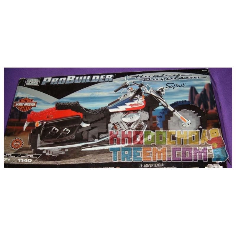MEGA BLOKS 9771 non  MOSLEY DAVIDSON SOFTTAIL. bộ đồ chơi xếp lắp ráp ghép mô hình Speed Champions Racing Cars HARLEY-DAVIDSON SOFTTAIL Đua Xe Công Thức 1140 khối