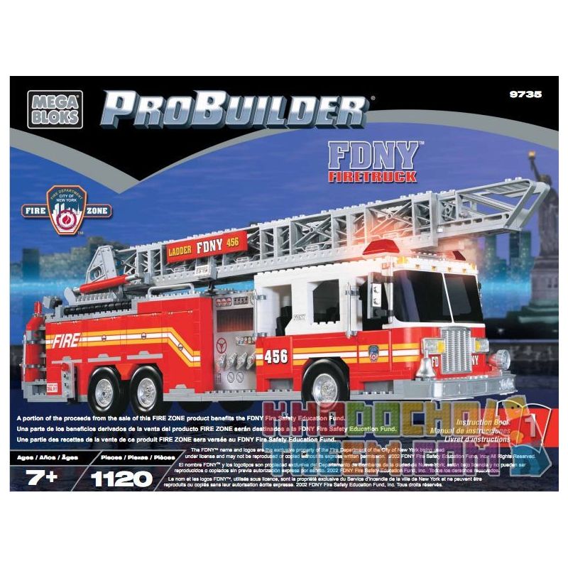 MEGA BLOKS 9735 non  SỞ CỨU HỎA NEW YORK bộ đồ chơi xếp lắp ráp ghép mô hình Fire Rescure FDNY FIRETRUCK 1120 khối