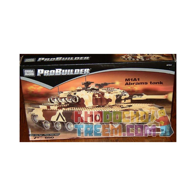 MEGA BLOKS 9734 non  XE TĂNG M1A1 ABRAMS bộ đồ chơi xếp lắp ráp ghép mô hình Military Army M1A1 ABRAMS TANK Quân Sự Bộ Đội 850 khối