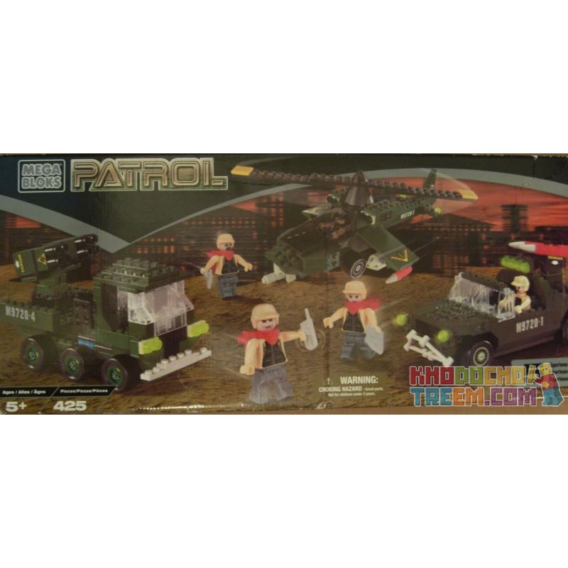 MEGA BLOKS 9732 9784 non  TUẦN TRA bộ đồ chơi xếp lắp ráp ghép mô hình Military Army PATROL Quân Sự Bộ Đội 425 khối