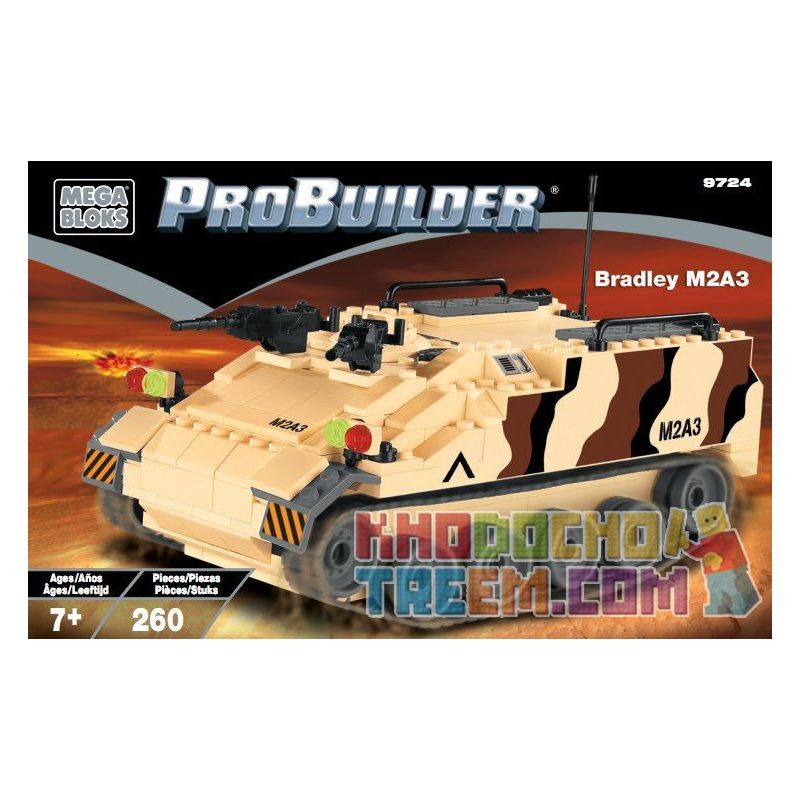 MEGA BLOKS 9724 non  XE CHIẾN ĐẤU BỘ BINH M2A3 BRADLEY bộ đồ chơi xếp lắp ráp ghép mô hình Military Army BRADLEY M2A3 Quân Sự Bộ Đội 260 khối
