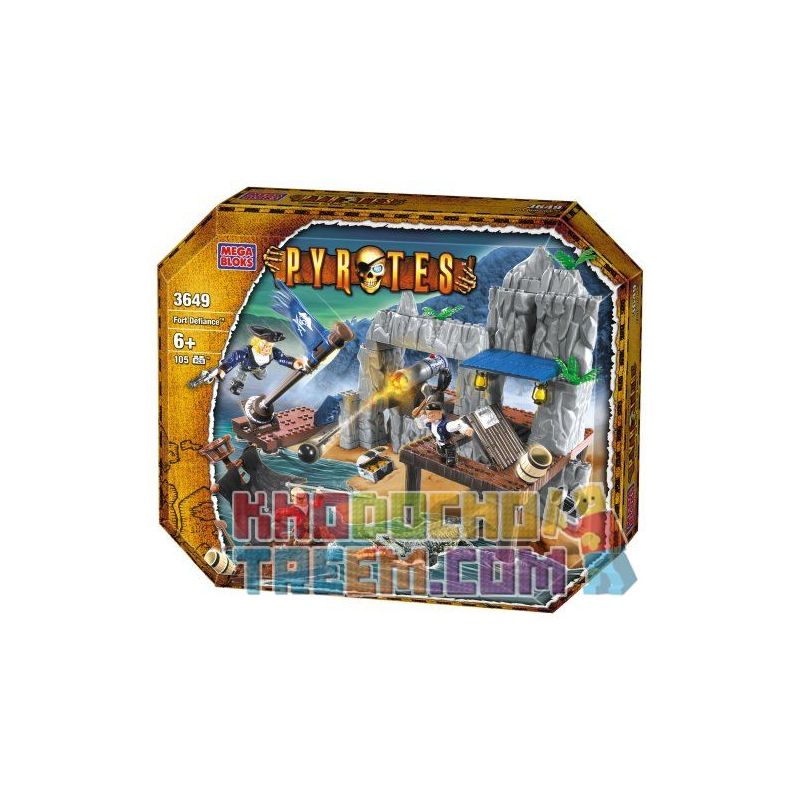 MEGA BLOKS 3649 non  PHÁO ĐÀI PHÒNG THỦ bộ đồ chơi xếp lắp ráp ghép mô hình Pirates Of The Caribbean FORT DEFIANCE Cướp Biển Vùng Caribe 105 khối
