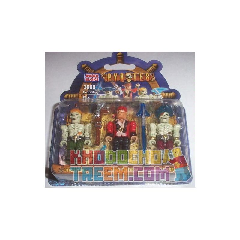 MEGA BLOKS 3688 non  CUỘC ĐỘT KÍCH VEN BIỂN bộ đồ chơi xếp lắp ráp ghép mô hình Pirates Of The Caribbean COASTAL RAID Cướp Biển Vùng Caribe 6 khối