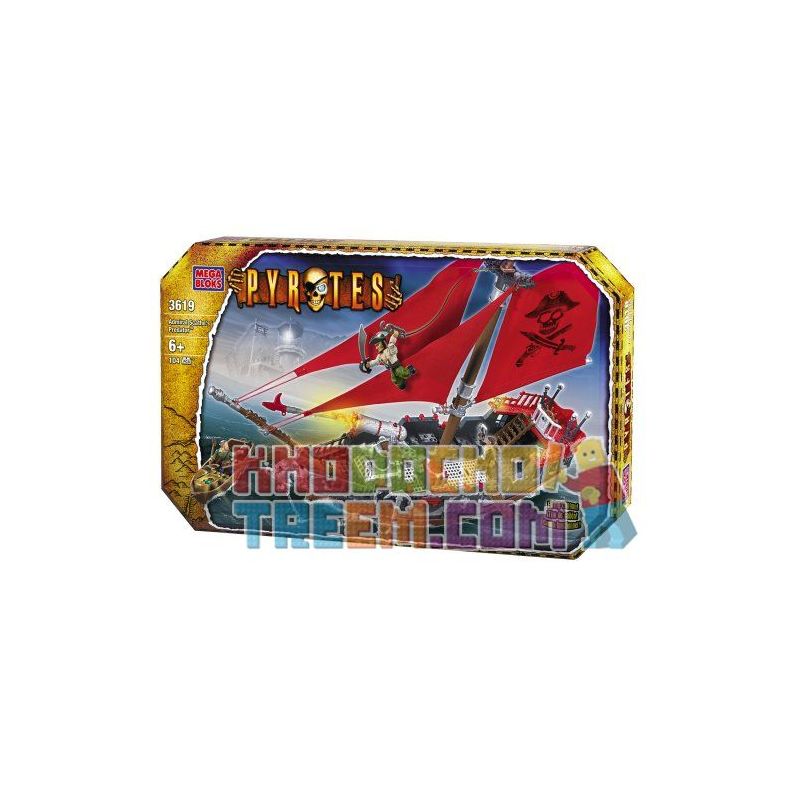 MEGA BLOKS 3619 non  ĐỘNG VẬT ĂN THỊT CỦA ĐÔ ĐỐC SCATHE bộ đồ chơi xếp lắp ráp ghép mô hình Pirates Of The Caribbean ADMIRAL SCATHE'S PREDATOR Cướp Biển Vùng Caribe 104 khối