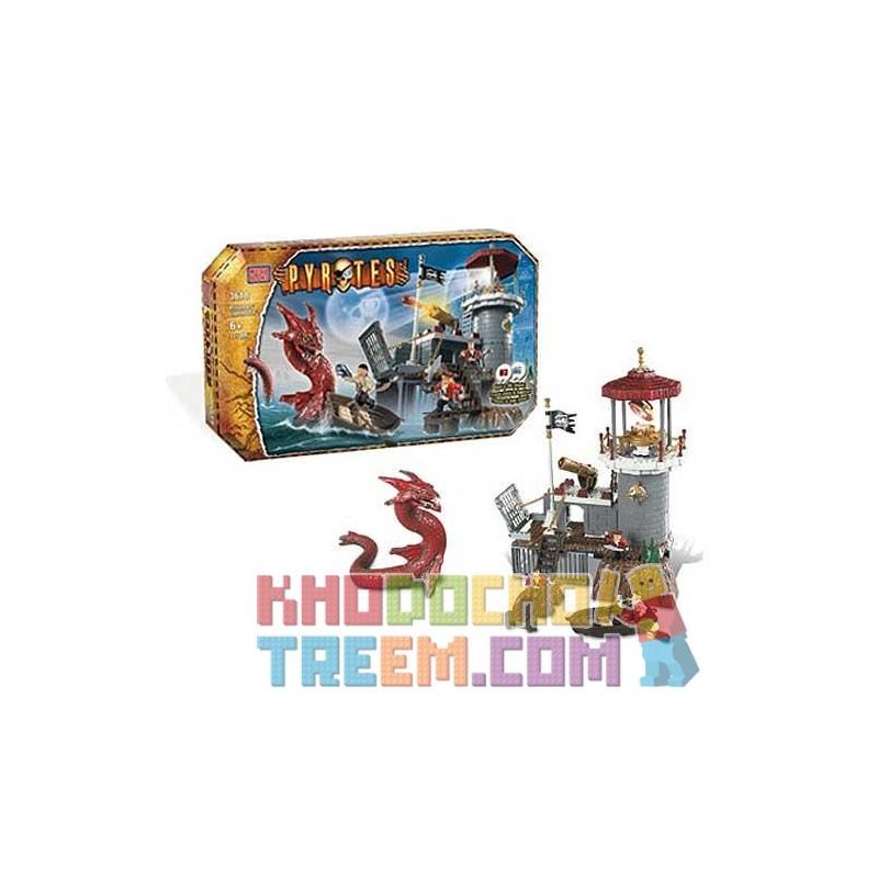 MEGA BLOKS 3618 non  ĐÈN HIỆU CỦA PRIVATEER bộ đồ chơi xếp lắp ráp ghép mô hình Pirates Of The Caribbean PRIVATEERS' LIGHTHOUSE Cướp Biển Vùng Caribe 115 khối
