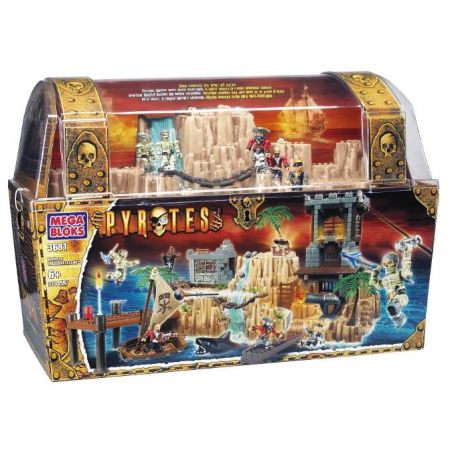 MEGA BLOKS 3681 non  TRẬN CHIẾN TRÊN ĐẢO KHO BÁU bộ đồ chơi xếp lắp ráp ghép mô hình Pirates Of The Caribbean BATTLE FOR TREASURE ISLAND Cướp Biển Vùng Caribe 210 khối