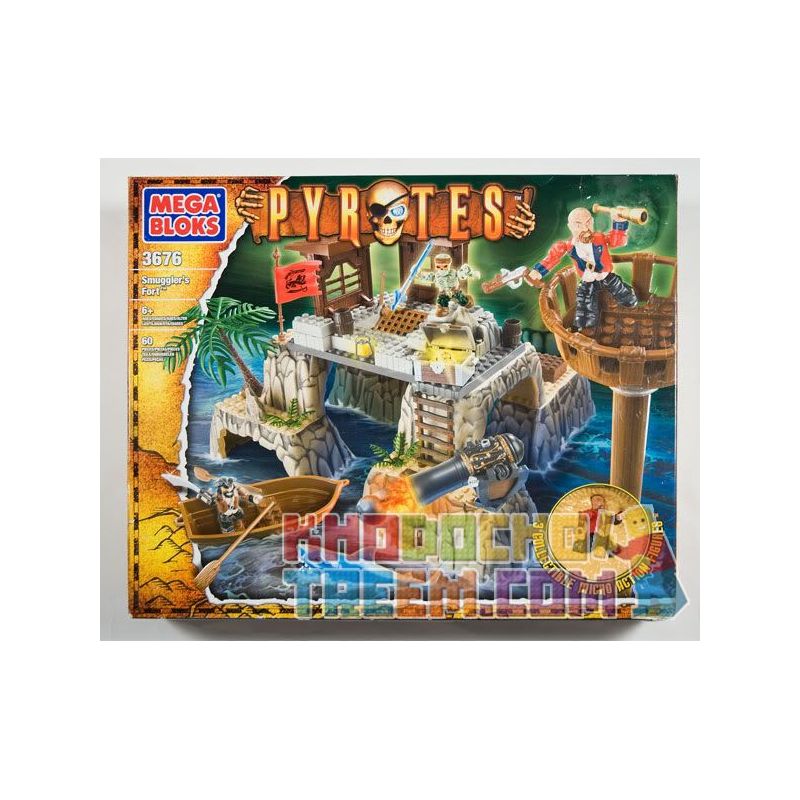 MEGA BLOKS 3676 non  PHÁO ĐÀI CỦA SMUGGLER bộ đồ chơi xếp lắp ráp ghép mô hình Pirates Of The Caribbean SMUGGLER'S FORT Cướp Biển Vùng Caribe 60 khối