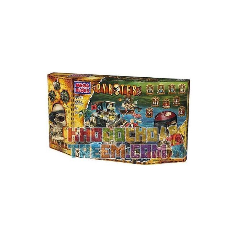 MEGA BLOKS 3675 non  CƯỚP BIỂN DEN bộ đồ chơi xếp lắp ráp ghép mô hình Pirates Of The Caribbean PYRATE'S HIDE-OUT Cướp Biển Vùng Caribe 105 khối