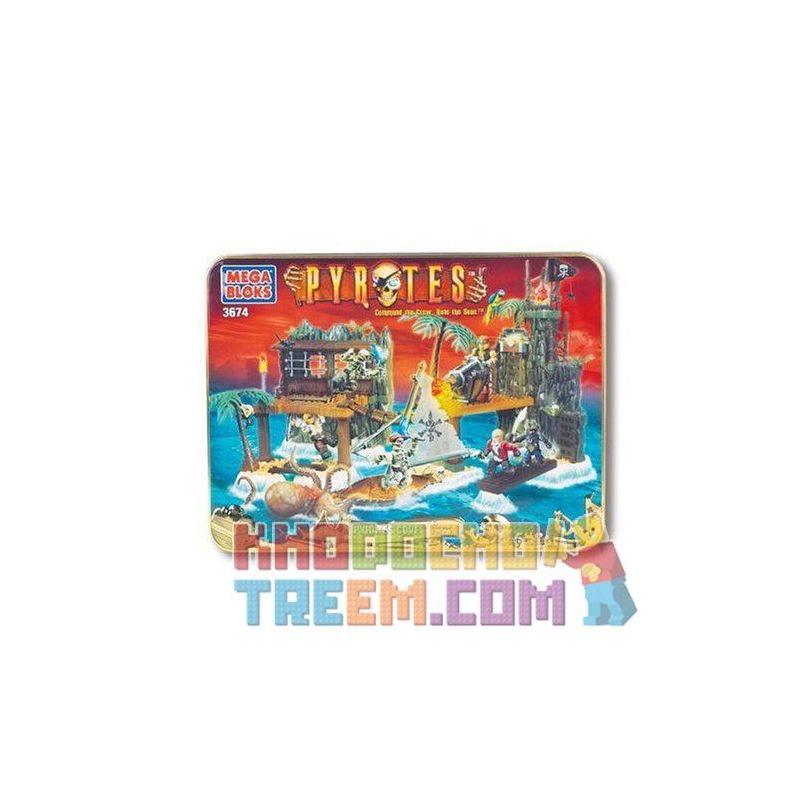 MEGA BLOKS 3674 non  VỊNH CƯỚP BIỂN bộ đồ chơi xếp lắp ráp ghép mô hình Pirates Of The Caribbean PYRATE'S COVE Cướp Biển Vùng Caribe 125 khối