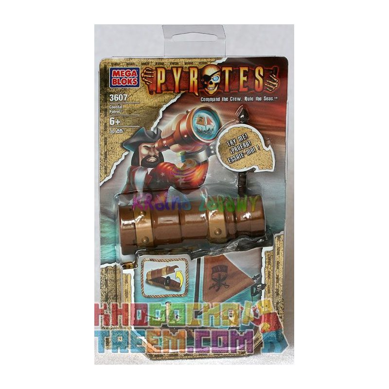 MEGA BLOKS 3607 non  TUẦN TRA BỜ BIỂN bộ đồ chơi xếp lắp ráp ghép mô hình Pirates Of The Caribbean COASTAL PATROL Cướp Biển Vùng Caribe 30 khối