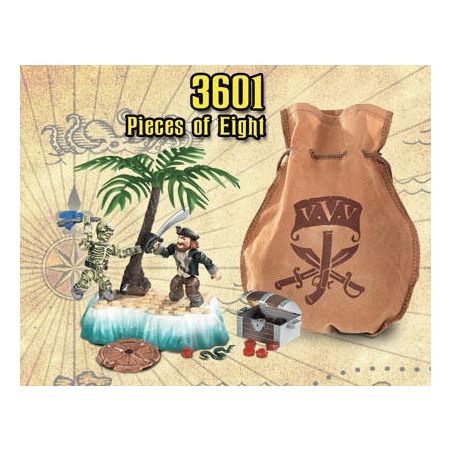 MEGA BLOKS 3601 95526 non  TÁM MẢNH bộ đồ chơi xếp lắp ráp ghép mô hình Pirates Of The Caribbean PIECES OF EIGHT Cướp Biển Vùng Caribe 20 khối