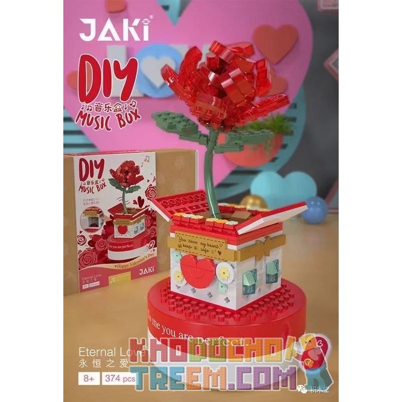 JAKI JK1310 1310 non  TÌNH YÊU VĨNH CỬU bộ đồ chơi xếp lắp ráp ghép mô hình Creator DIY MUSIC BOX ETERNAL LOVE Sáng Tạo 374 khối
