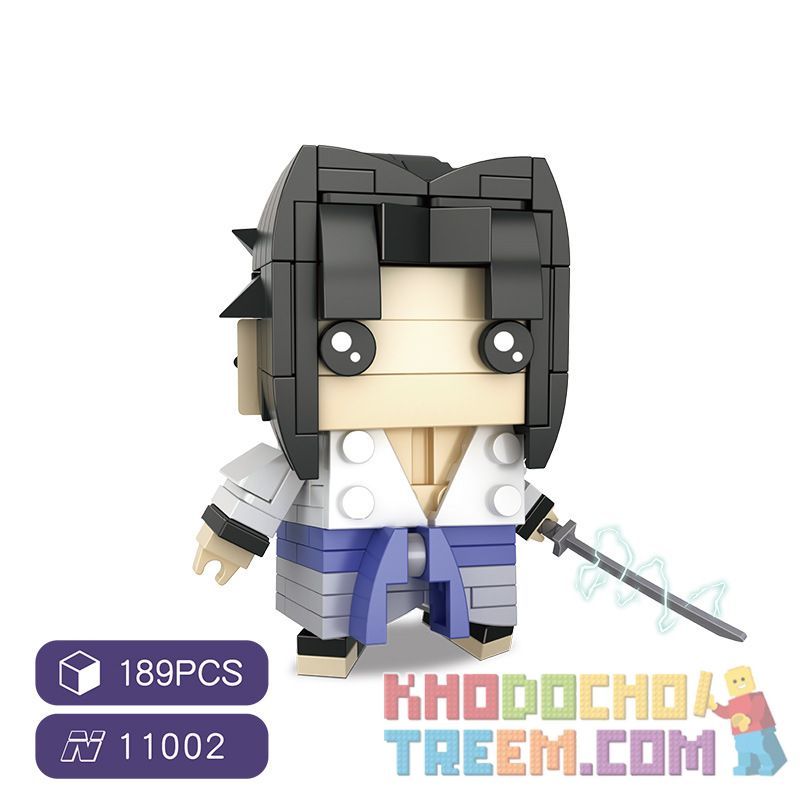 HSANHE 11002-2 non  CẬU BÉ ĐẦU VUÔNG UCHIHA SASUKE bộ đồ chơi xếp lắp ráp ghép mô hình Naruto MAGIC BRICK Ninja 189 khối