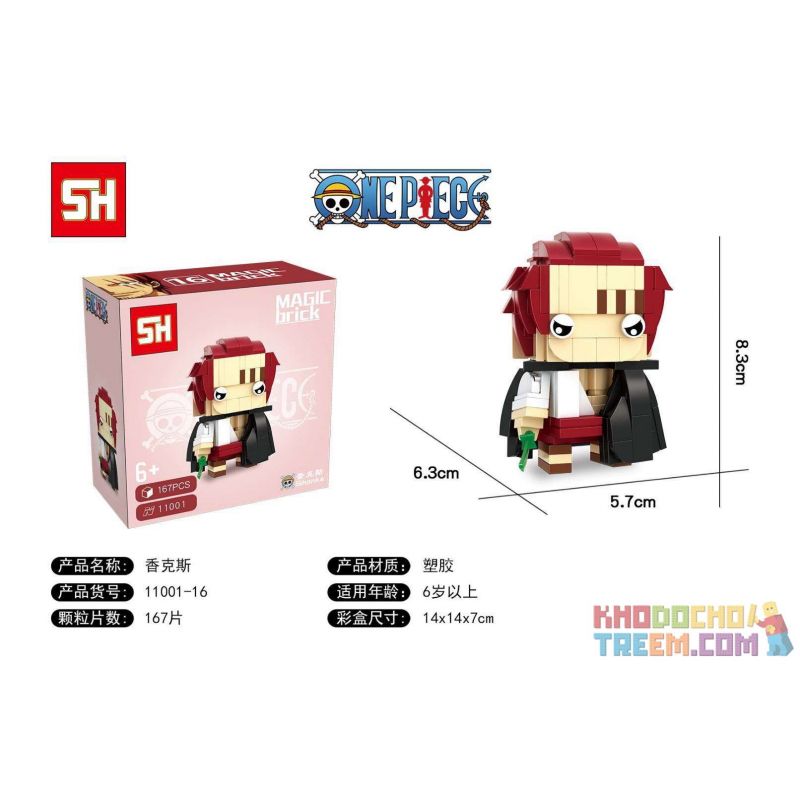 HSANHE 11001-16 non  SHANKS TÓC ĐỎ bộ đồ chơi xếp lắp ráp ghép mô hình One Piece ONE PIECE AKAKAMI NO SHANKUSU Đảo Hải Tặc 167 khối