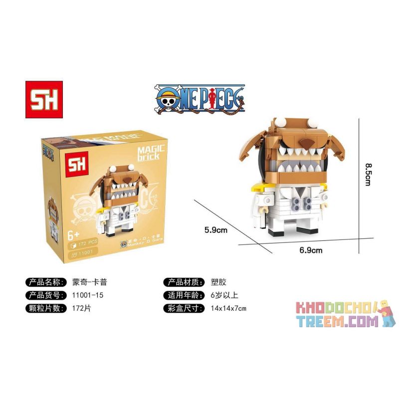 HSANHE 11001-15 non  CẬU BÉ ĐẦU VUÔNG KHỈ · D KAPU bộ đồ chơi xếp lắp ráp ghép mô hình One Piece ONE PIECE MONKEY · D GARP Đảo Hải Tặc 172 khối