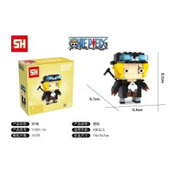 HSANHE 11001-14 non  CẬU BÉ ĐẦU VUÔNG SAAB bộ đồ chơi xếp lắp ráp ghép mô hình One Piece ONE PIECE SABO Đảo Hải Tặc 157 khối