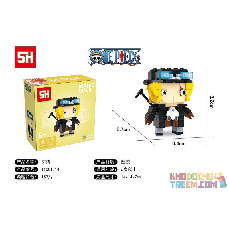 HSANHE 11001-14 non  CẬU BÉ ĐẦU VUÔNG SAAB bộ đồ chơi xếp lắp ráp ghép mô hình One Piece ONE PIECE SABO Đảo Hải Tặc 157 khối