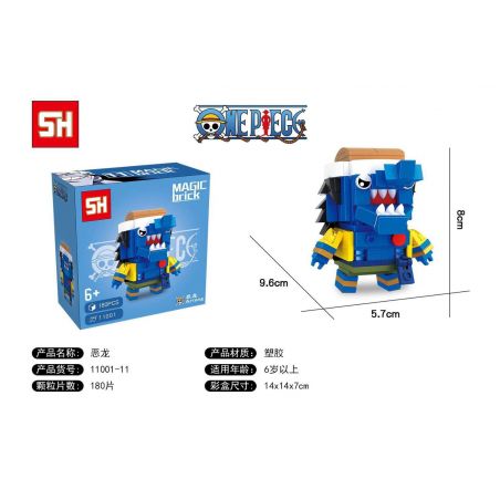 HSANHE 11001-11 non  RỒNG ÁC FANGTOU MURLOC AARON bộ đồ chơi xếp lắp ráp ghép mô hình One Piece ONE PIECE ARLONG Đảo Hải Tặc 180 khối
