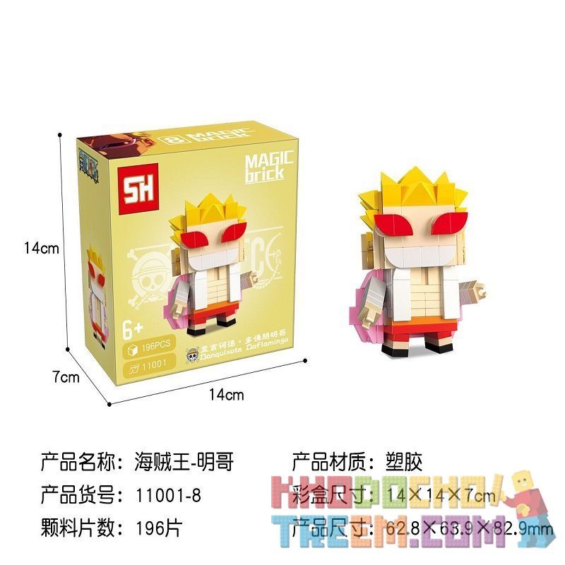 HSANHE 11001-8 non  CẬU BÉ ĐẦU VUÔNG DON QUIXOTE DOFLAMINGO bộ đồ chơi xếp lắp ráp ghép mô hình One Piece ONE PIECE DONQUIXOTE DOFLAMINGO Đảo Hải Tặc 196 khối